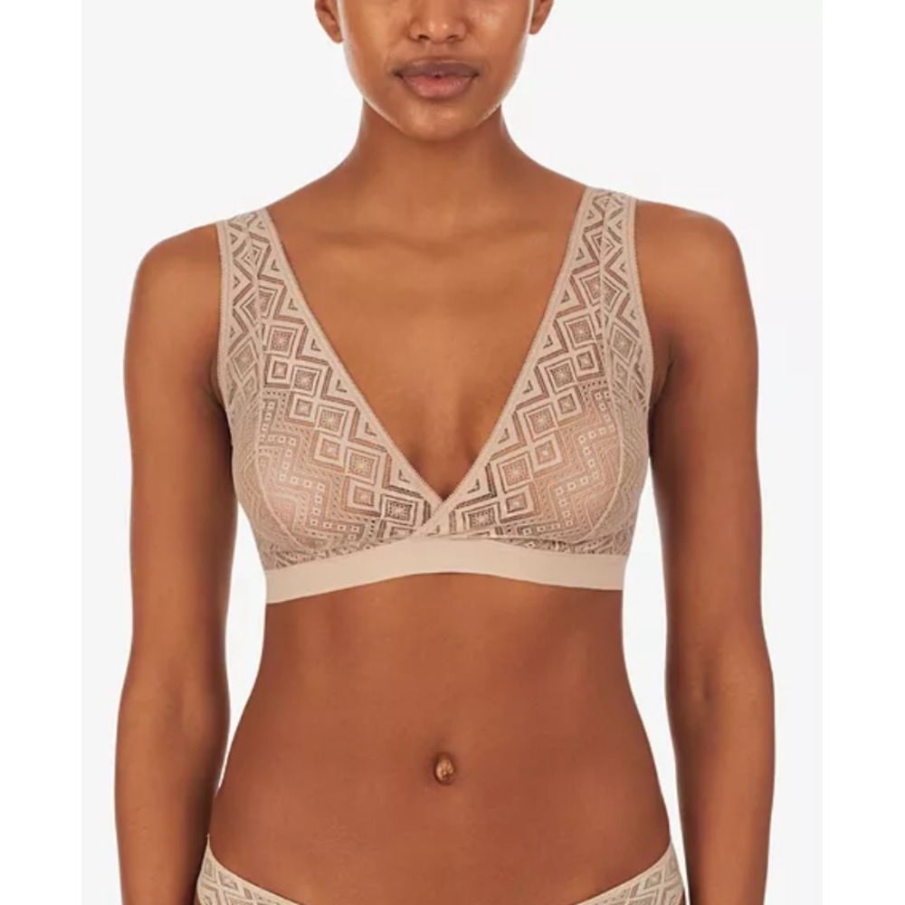DKNY Womens Size Medium Sheer Pure Lace Bralette DK7596 in Cashmere $34 597